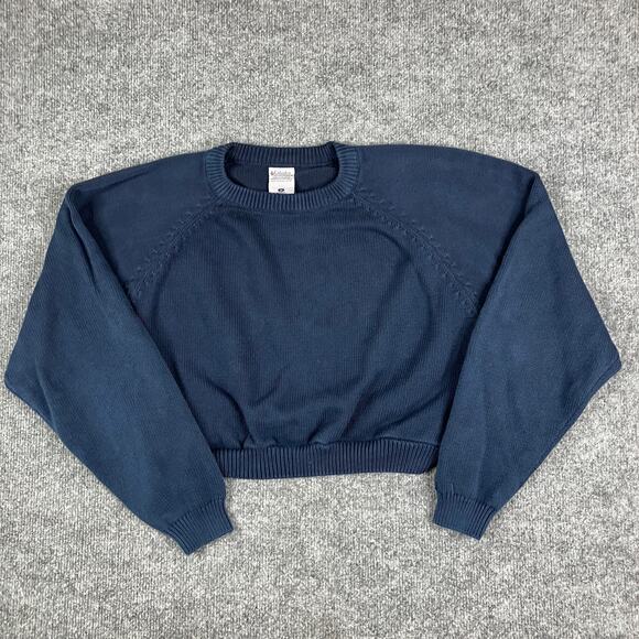 Columbia Sweater Womens M Navy Blue Cotton Knit Crewneck Pullover Outdoor Casual - Picture 1 of 6